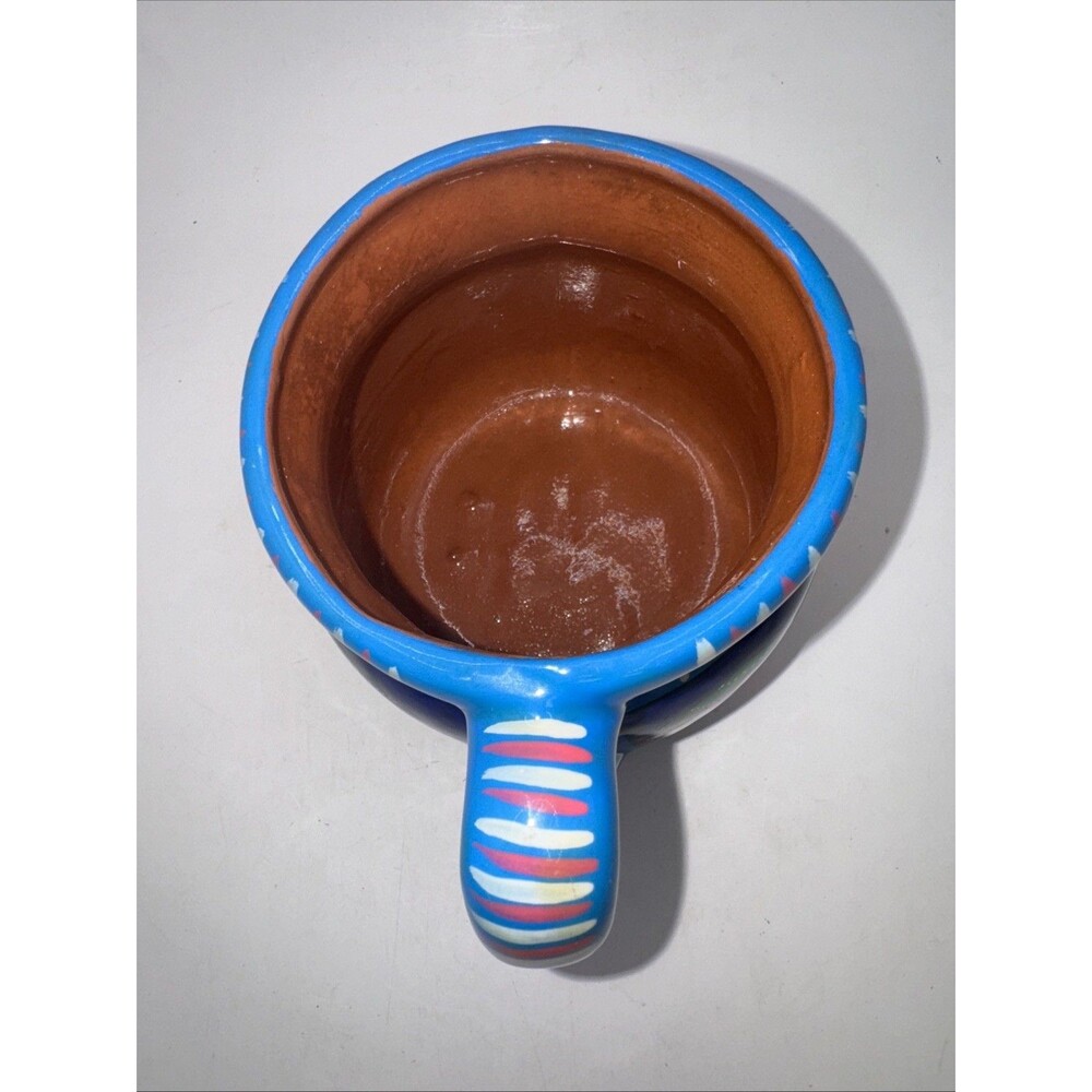 Hand Painted Terracotta Mexican Folk Art Talavera Story Telling Coffee Mug - Picture 5 of 6